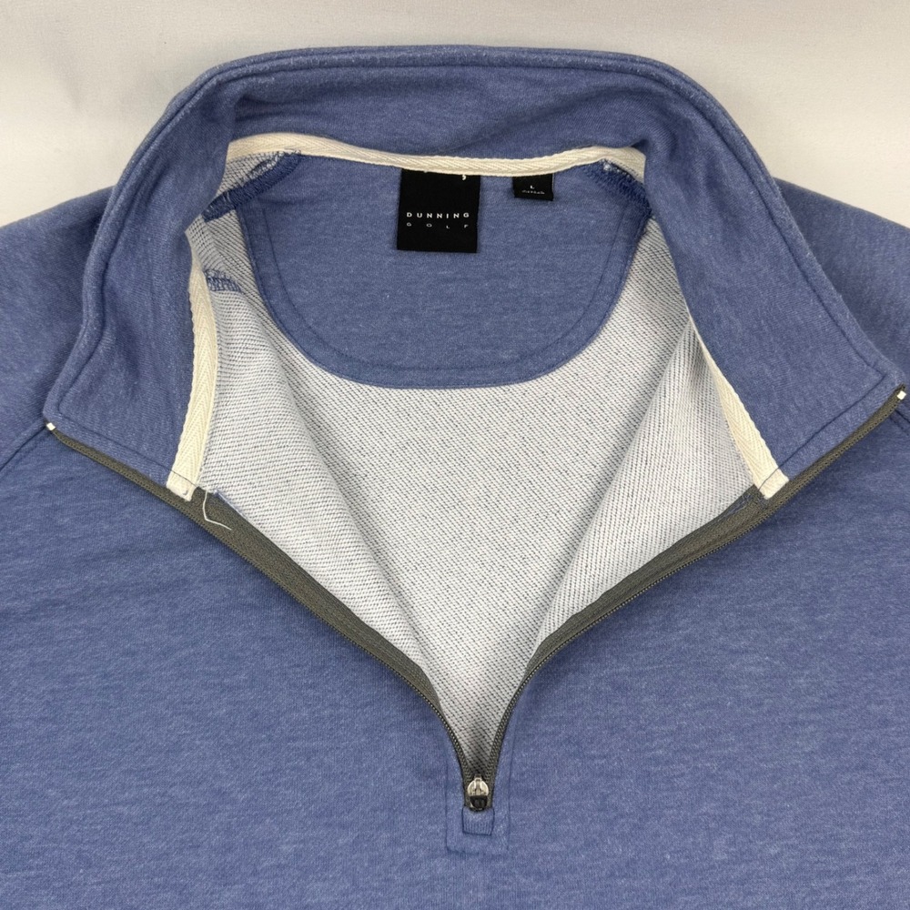 Dunning Golf Mens Blue Heather Quarter Zip Pullover Bamboo Charcoal Size L - Picture 5 of 11